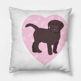 Chocolate Labrador Puppy Love Pink Heart Pillow