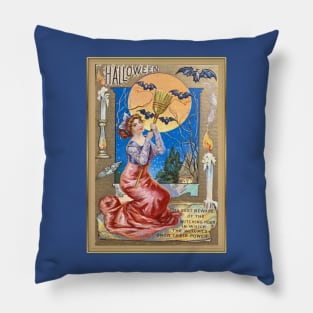 Vintage Look Halloween Witching Hour Girl Pillow