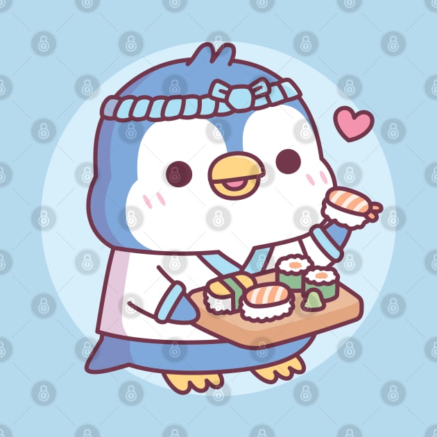 Cute Blue Penguin Sushi Chef by rustydoodle