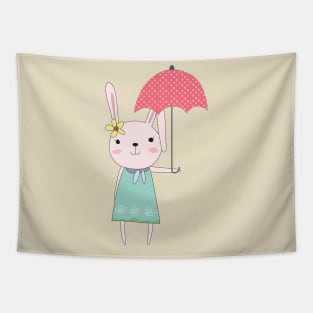 Cute Rabbit with Umbrella Tapestry