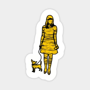silhouette of a woman with dog Magnet