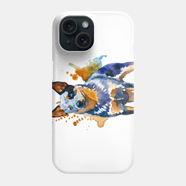 Australian Cattle Watercolor Painting - Dog Lover Gifts Phone Case by Edd Paint Something