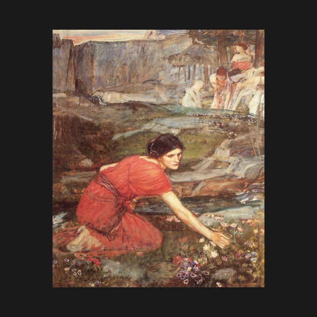 Maidens Picking Flowers by a Stream by John William Waterhouse by Classic Art Stall