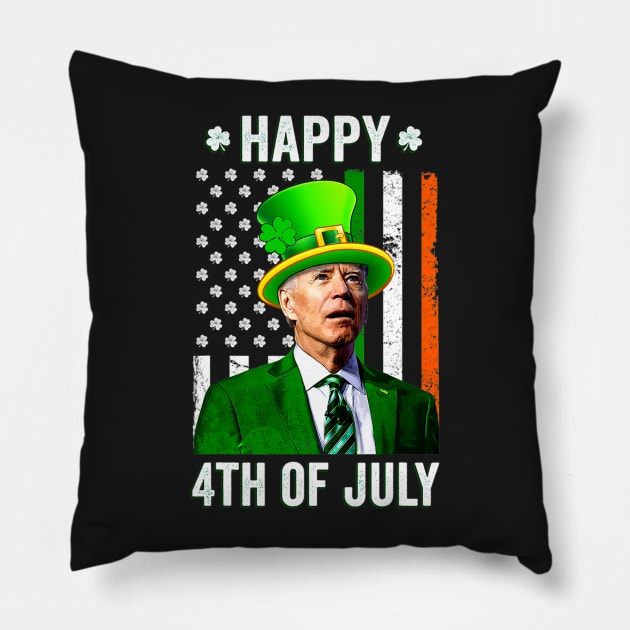 Happy 4th Of July Confused Funny Joe Biden St Patricks Day Pillow by nickymax915