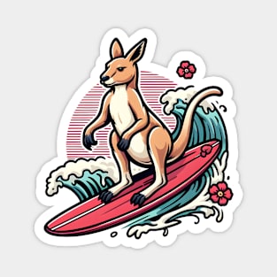 Surfing kangaroo Magnet