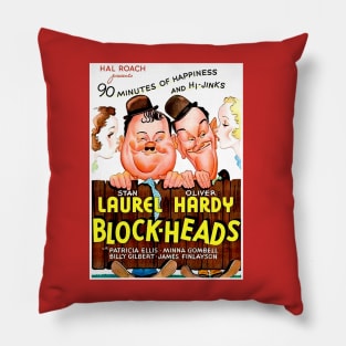 Block-Heads Vintage Laurel and Hardy Movie Poster Print Pillow