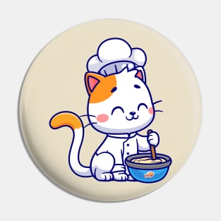 Cute Cat Chef Cooking Cartoon Pin