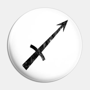 Sagittarius Zodiac Horoscope in Distressed Black Design Pin