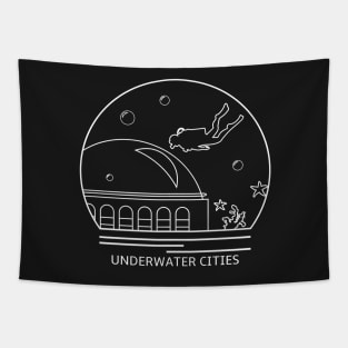 Underwater Cities Minimalist Line Drawing - Board Game Inspired Graphic - Tabletop Gaming  - BGG Tapestry