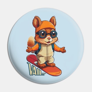 Cute Squirrel Snowboarding Vail Pin