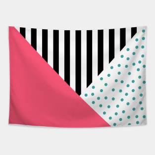 Pink and Stripes and Dots Tapestry