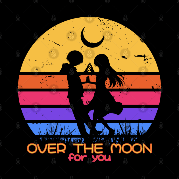 TONIKAWA Tonikaku Kawaii or Over the moon for you Season 2 anime cover characters tsukasa and nasa yuzaki in cute distressed vintage sunset by Animangapoi