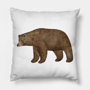Handpainted watercolor clumsy cute forest brown bear Pillow