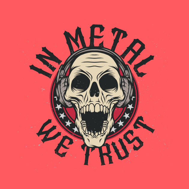 In Metal We Trust // Heavy Metal Skull with Headphones by SLAG_Creative