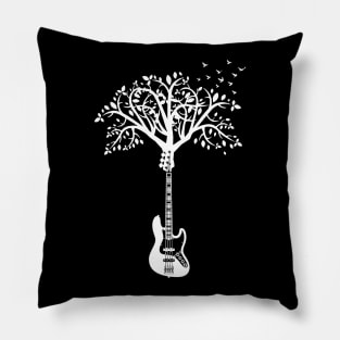 Bass Guitar Tree Dark Theme Pillow