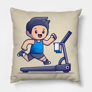 Cute People Running On Treadmill Pillow