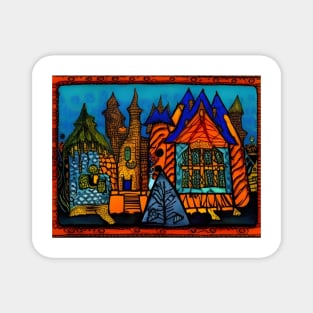 Folk Art Fairytale Village Magnet