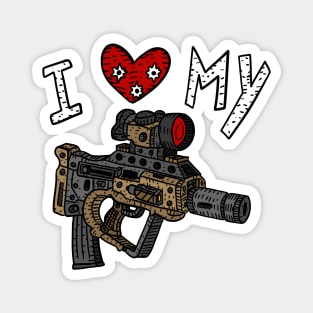 i love my bullpup rifle, hand drawn art. Magnet