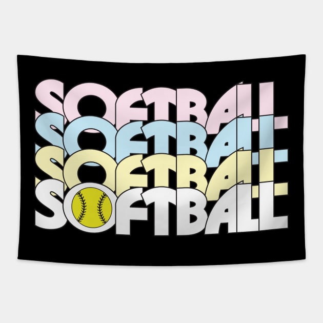 Softball x4 Tapestry by Proud Parent