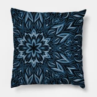 Leafy Blue Nature Mandala Pillow