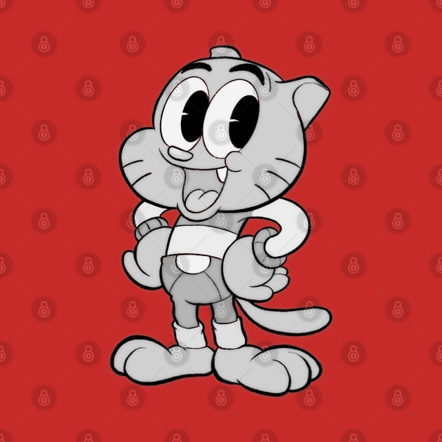 Gumball 1930s rubber hose cartoon style by Kevcraven