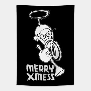 Merry alternative X-mess Greetings, sarcastic Xmas pun. Tapestry