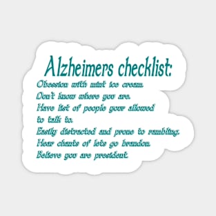 Alzheimers checklist Magnet