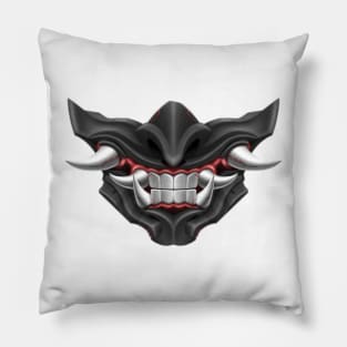 Black oni mask Pillow