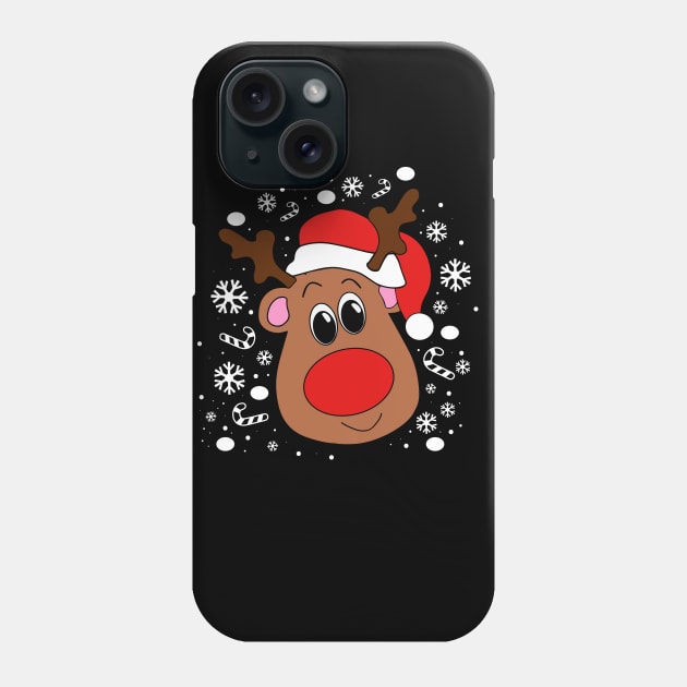 Christmas Reindeer Shirt-Snow-Snowflakes Phone Case by Skylane