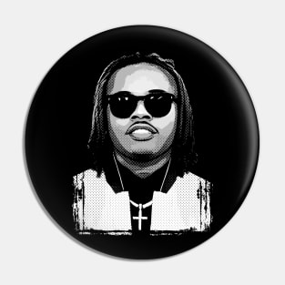 Gunna Pop Art Halftone Black and White Pin