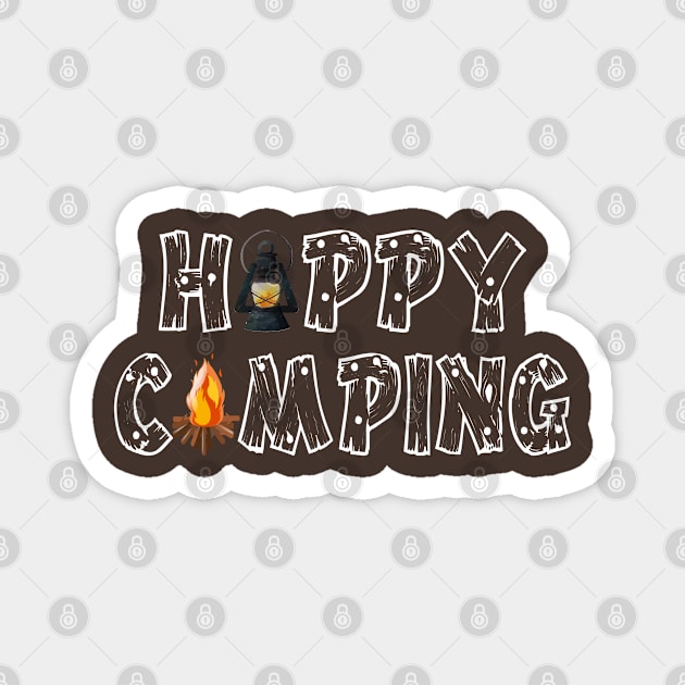 Happy Camping Magnet by SpaceManSpaceLand