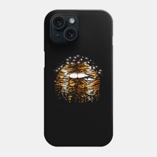 Sparks Black and Gold Tiger pattern Lip Biting Design Phone Case