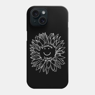 Positive Vibes Smiley Face Sunflower White Line Drawing Phone Case