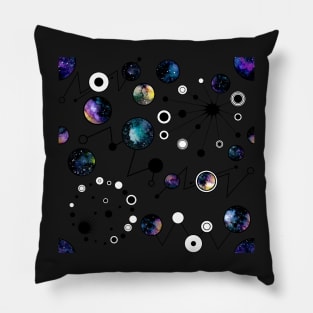 Seamless Pattern of Watercolor Abstract Shapes and Outer Space Pillow