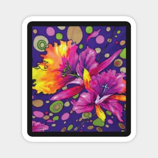 Whimsical Colorful Floral Print Magnet