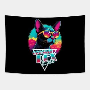 Retro Wave Cornish Rex Cat Miami Shirt Tapestry