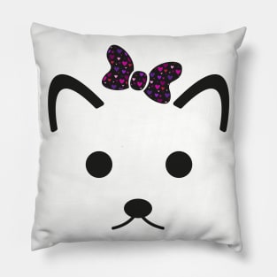 Funny colorful cat with hearts | Pattern with hearts and cat Pillow