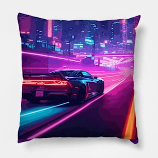 Retro Night Car Poster Pillow