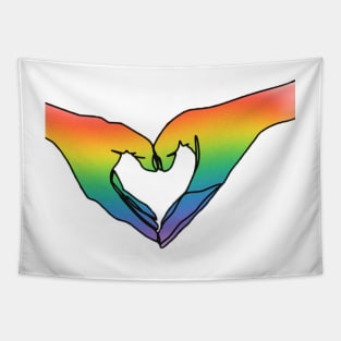 Rainbow Heart Hands Tapestry