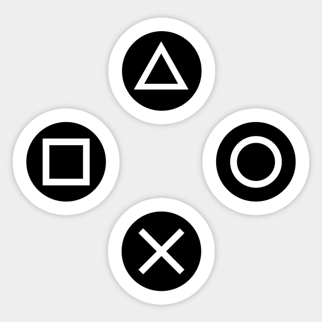 Play with Playstation Controller Buttons (Black White) - - Sticker |
