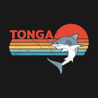 White Shark Kingdom of Tonga Vintage Travel Design T-Shirt