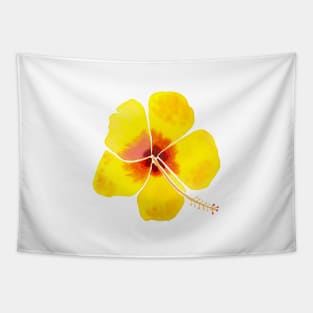 Yellow Hibiscus with a white background Tapestry