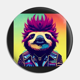 Sloth dressed as a punk rocker Pin