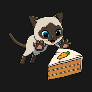 Siamese Cat excited to eat Carrot Cake T-Shirt