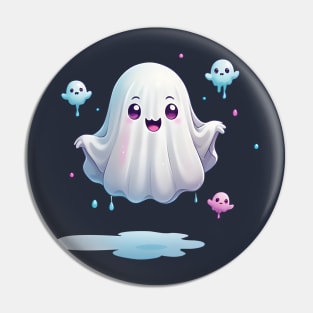 Cute ghost floating. Halloween ghost cartoon Pin