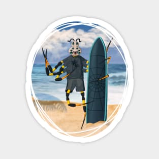 Surfing Spider Dude - Summer Adventure Vacay Pic Magnet