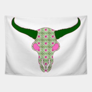 Floral Bull Skull Tapestry