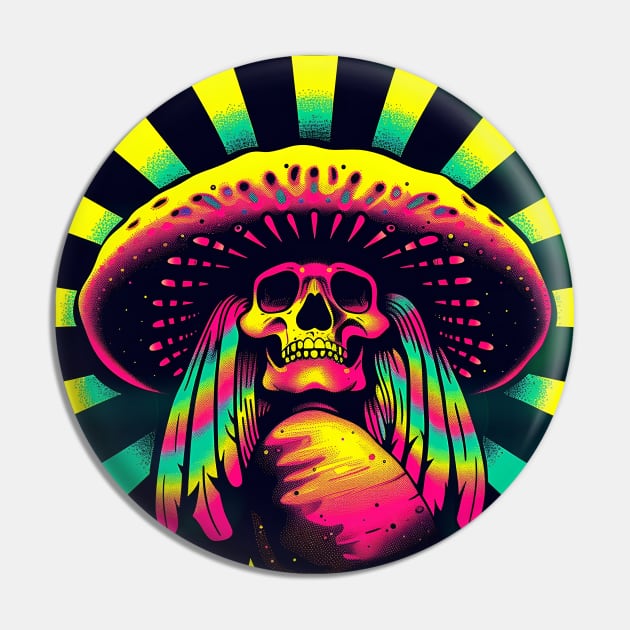 Dayglo Shroom Shaman Skull Tee Pin by 20th Century Tees