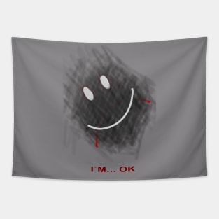 im ok sad happy face smile Tapestry