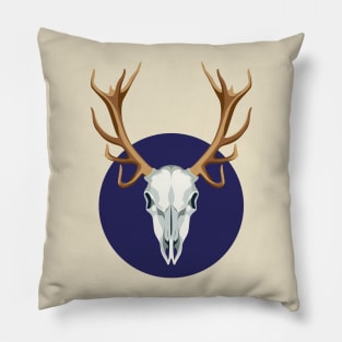 Deer's Skull over blue moon Pillow